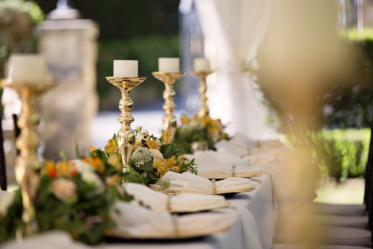 Intimate wedding dinner table setup