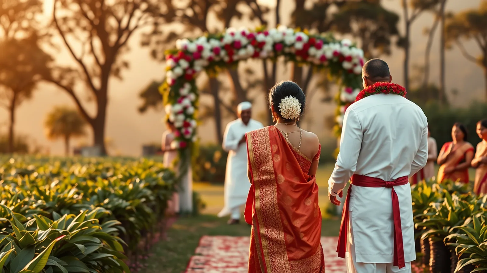 Premium wedding planner in Coorg - Kodava plantation wedding under coffee trees with mist-laced Western Ghats at golden hour
