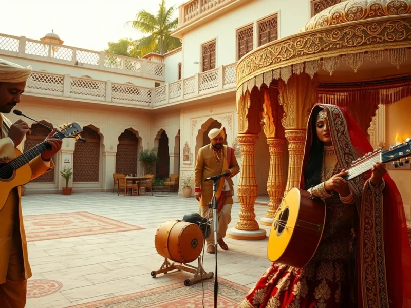 Elegant Marwari Rajasthani wedding scene at a heritage palace courtyard