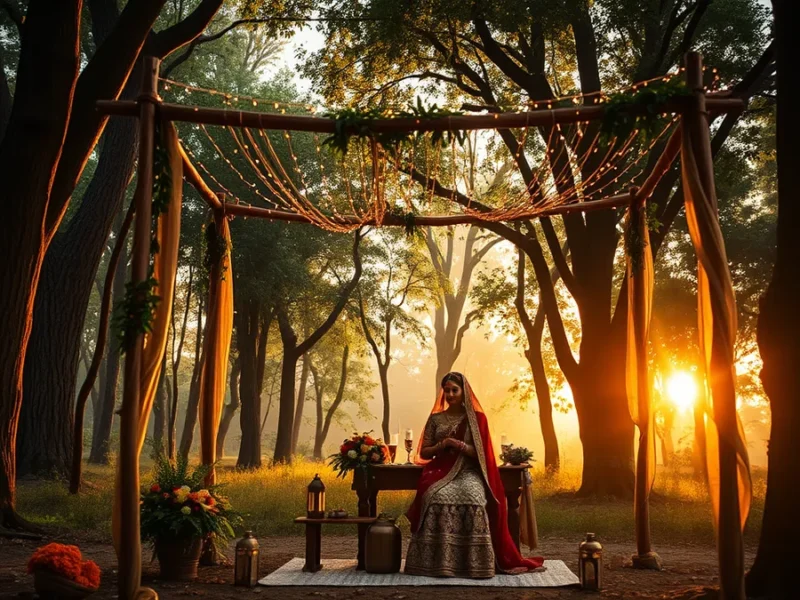 Wedding planner in Jim Corbett - forest mandap under sal trees in tiger reserve buffer zone