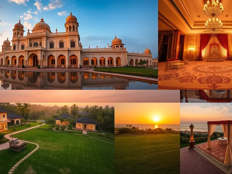 Indian wedding venues compared: heritage palace, hotel ballroom, farmhouse, and beach resort