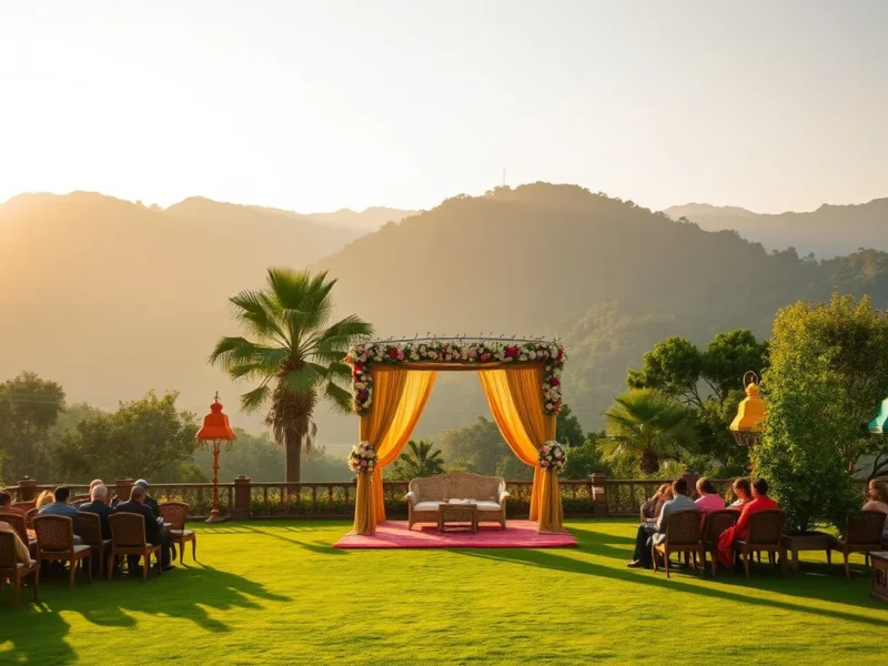 Ananda in the Himalayas Rishikesh palace-estate wedding with valley views