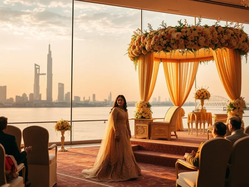 Luxury Indian wedding at a five-star Baku venue in Azerbaijan at golden hour