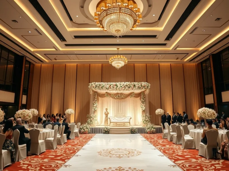 Elegant Indian wedding reception in the contemporary ballroom at Conrad Pune