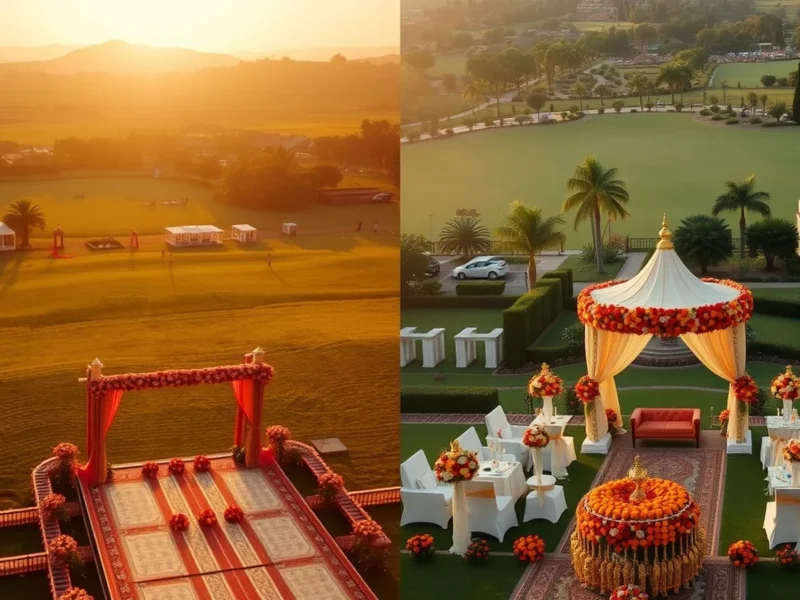 Open-air farmhouse wedding vs luxury resort lawn wedding comparison