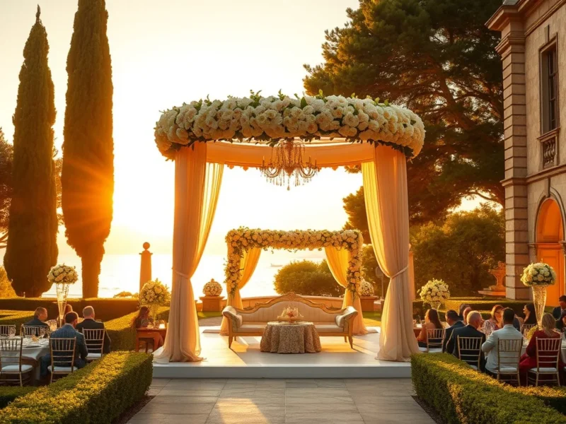 Luxury Indian wedding at a French Riviera chateau at golden hour