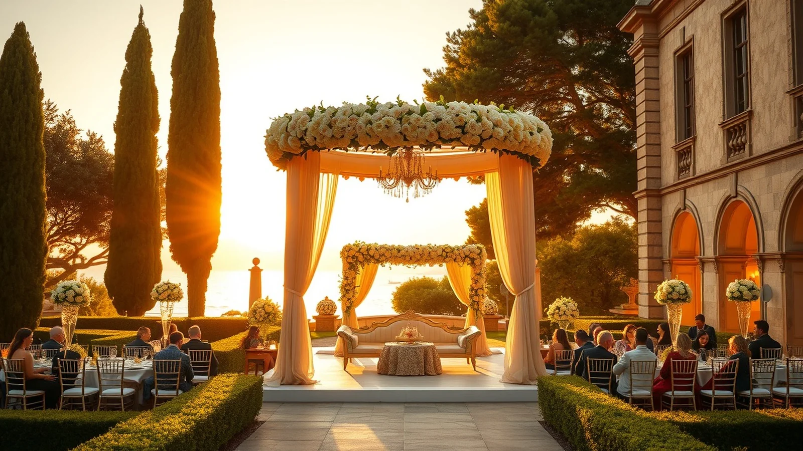 Luxury Indian wedding at a French Riviera chateau at golden hour