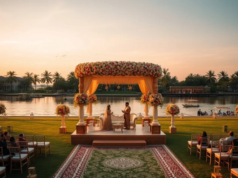 Waterfront Indian wedding at Grand Hyatt Kochi Bolgatty on the Kerala backwaters
