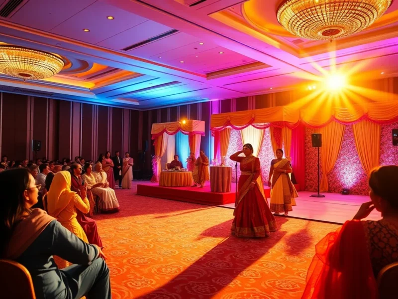Punjabi sangeet in the ballroom at Hyatt Regency Chandigarh at golden hour