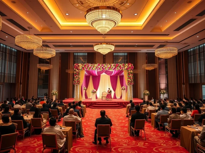 Elegant Indian wedding reception in the contemporary ballroom at Hyatt Regency Chennai