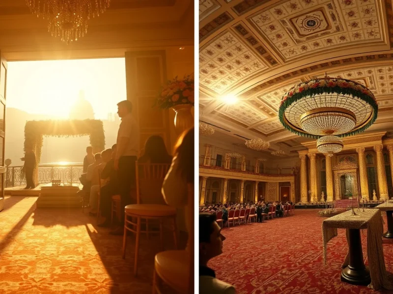 Intimate boutique wedding vs grand large ballroom wedding comparison