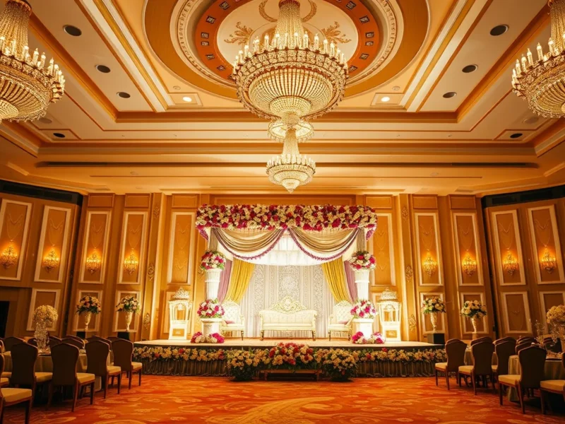 ITC Kohenur Hyderabad grand ballroom wedding mandap at golden hour