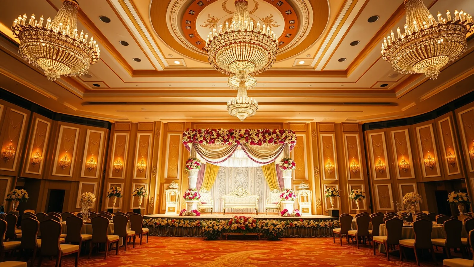 ITC Kohenur Hyderabad grand ballroom wedding mandap at golden hour