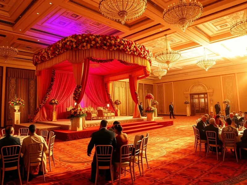 Luxury Indian wedding in the banquet hall at ITC Maratha Mumbai at golden hour