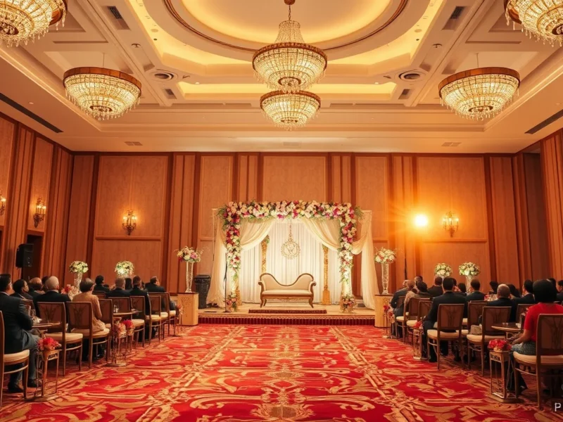 Luxury Indian wedding in the grand ballroom at JW Marriott Pune at golden hour