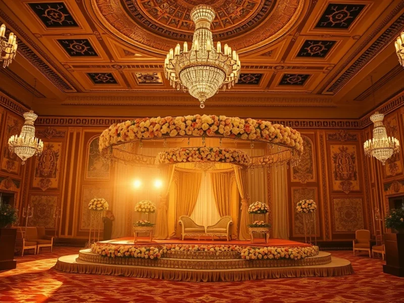 Palace-hotel wedding venue in Delhi NCR with grand ballroom and floral mandap