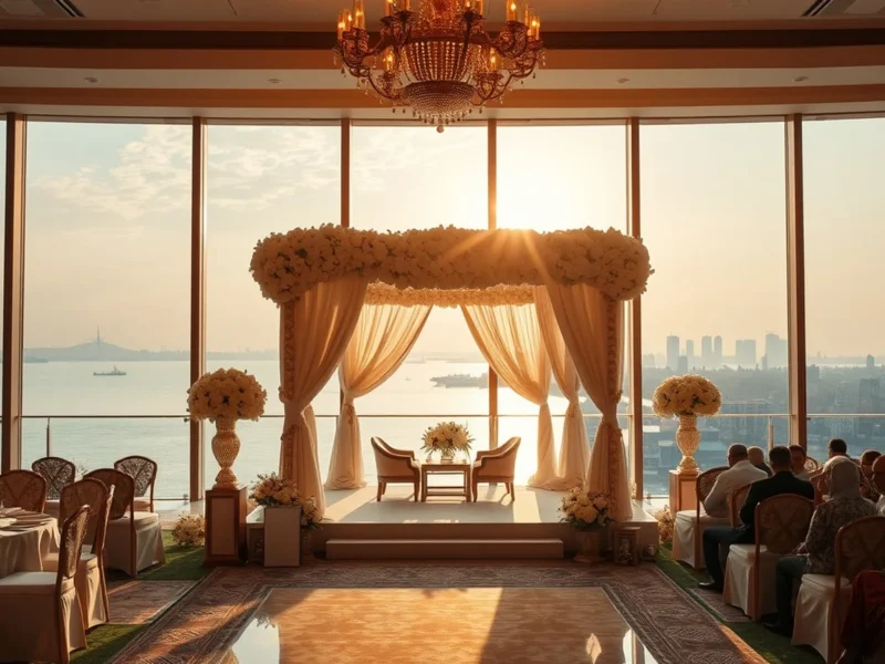 Luxury Mumbai five-star hotel wedding with sea-facing ballroom and floral mandap