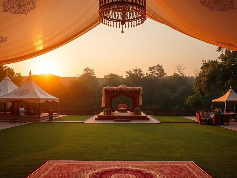 Oberoi Vanyavilas Ranthambore luxury jungle tented wedding with stepwell