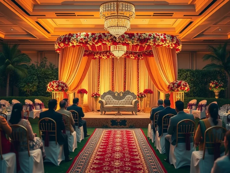 Luxury Indian wedding at Sheraton Hyderabad Hotel in HITEC City at golden hour