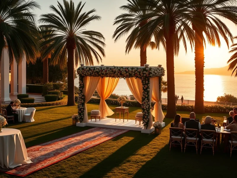 Luxury Indian wedding at a Marbella estate in Spain at golden hour