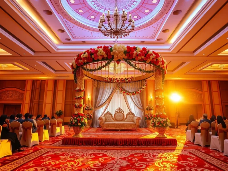 Taj Krishna Hyderabad five-star banquet wedding with floral mandap