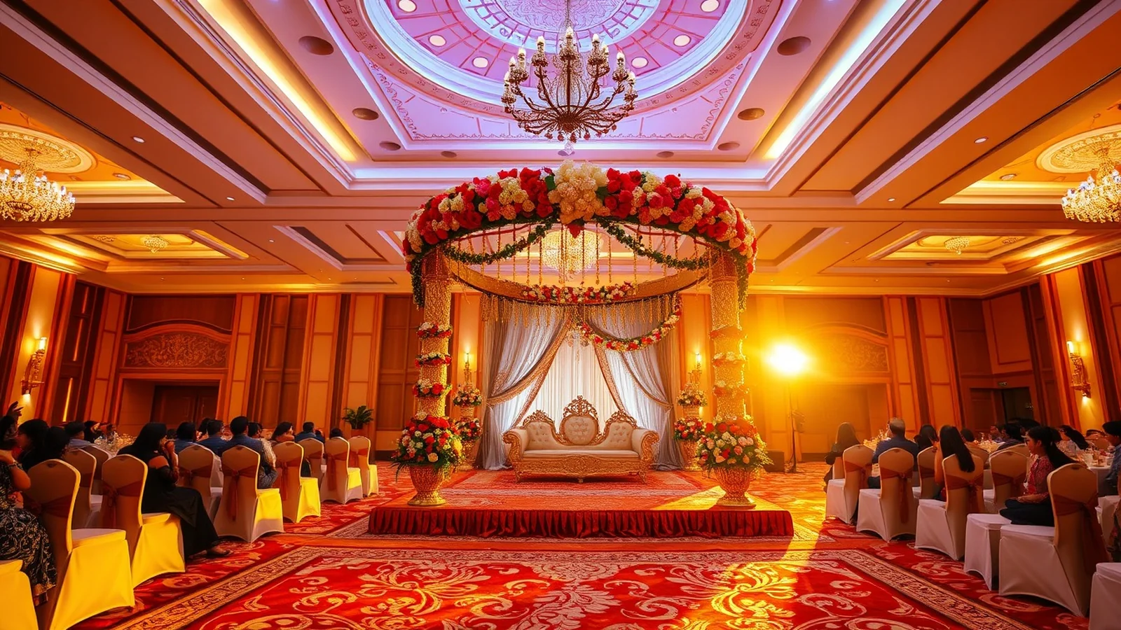 Taj Krishna Hyderabad five-star banquet wedding with floral mandap