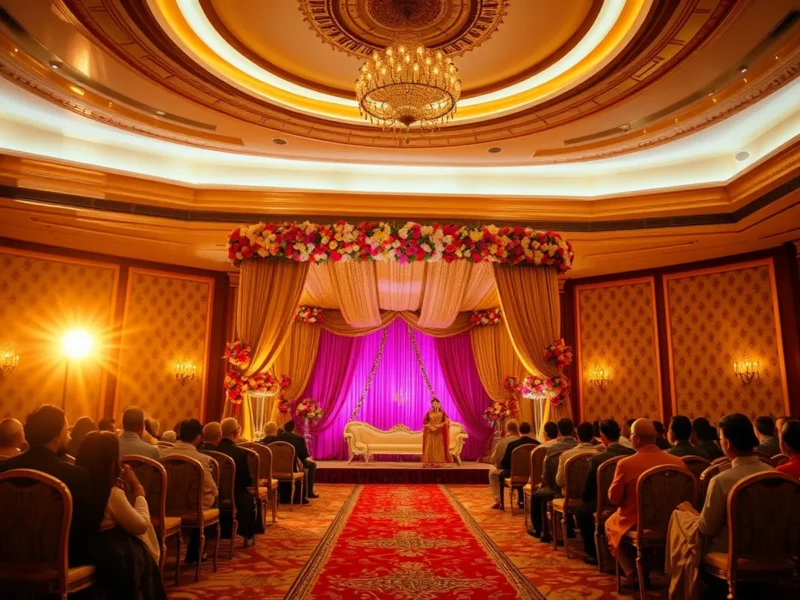 Luxury Indian wedding in the banquet hall at Taj Mahal Lucknow in Gomti Nagar at golden hour