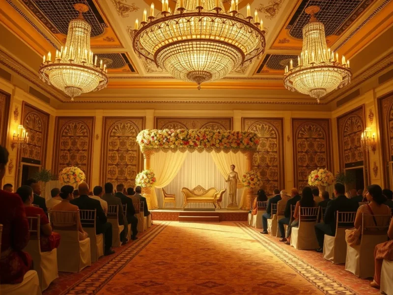 The Taj Mahal Palace Mumbai heritage ballroom wedding with chandeliers