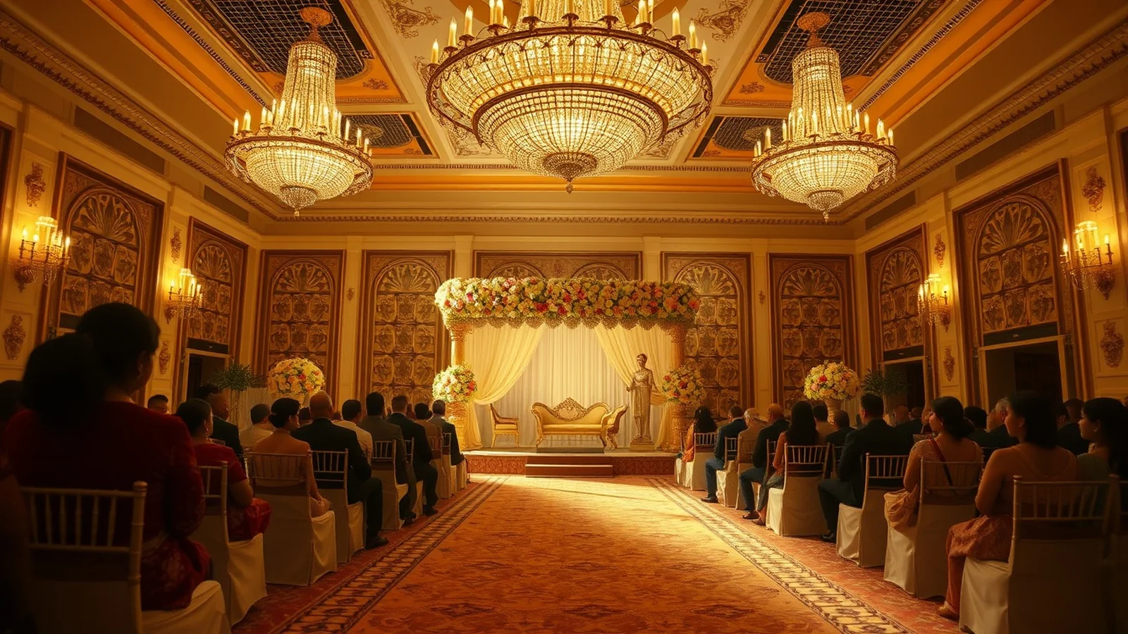 The Taj Mahal Palace Mumbai heritage ballroom wedding with chandeliers
