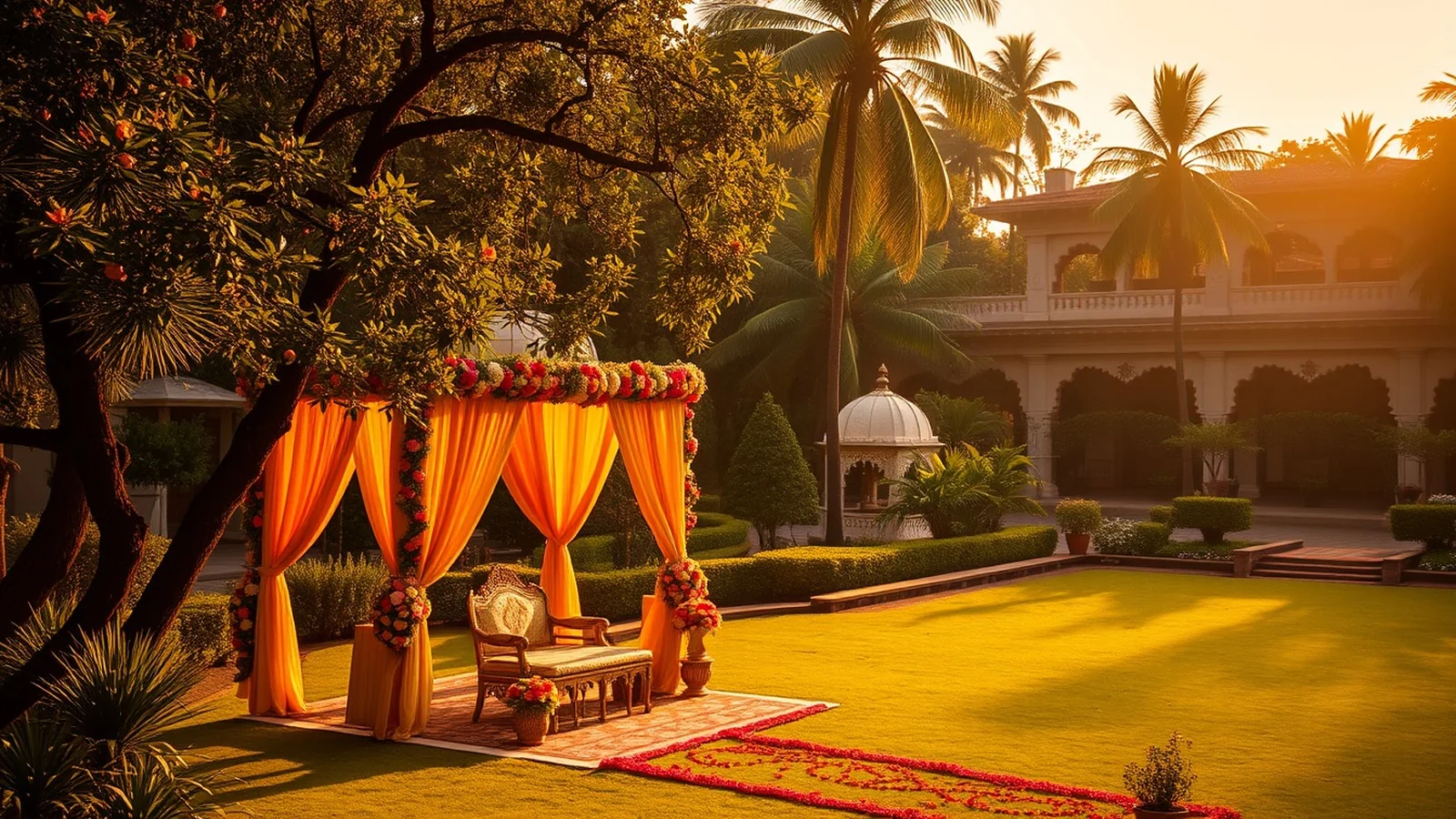 Taj West End Bengaluru heritage garden wedding with floral mandap