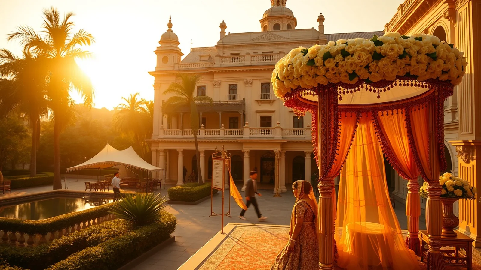 The Oberoi Grand Kolkata heritage courtyard wedding at golden hour