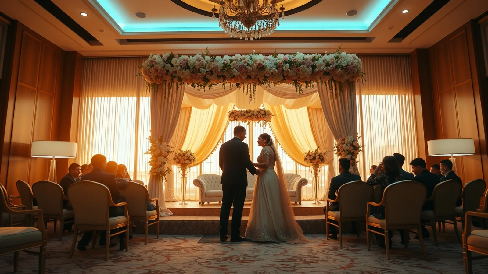 Design-led luxury Indian wedding at The Park Hyderabad in Somajiguda at golden hour