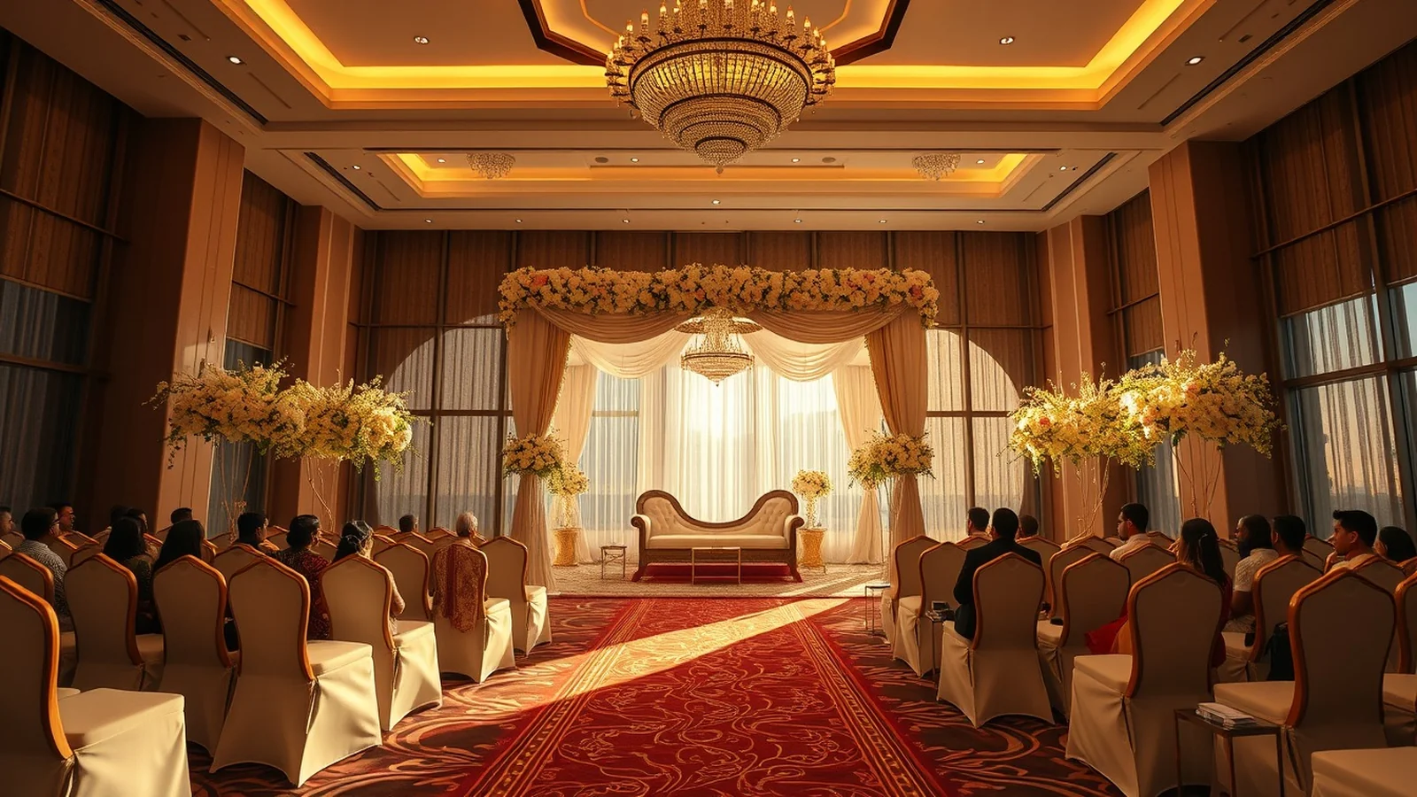 Luxury Indian wedding in the ballroom at The Westin Hyderabad Mindspace at golden hour