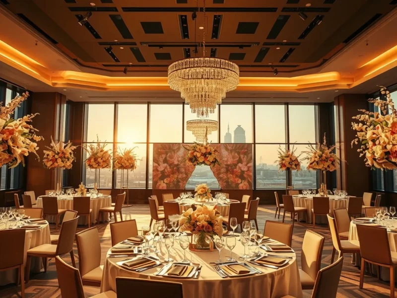 Contemporary art-forward wedding reception in an Andaz Delhi Aerocity ballroom