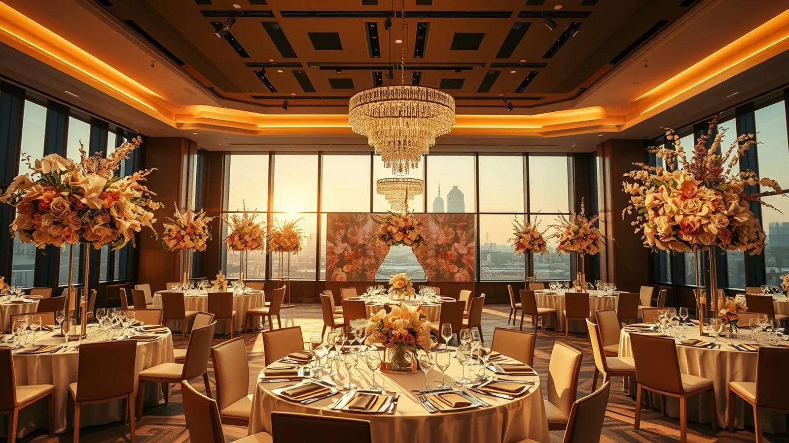 Contemporary art-forward wedding reception in an Andaz Delhi Aerocity ballroom