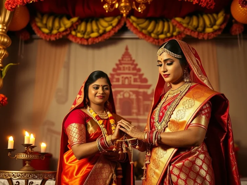 An Odia Hindu wedding with the bride in a Sambalpuri silk saree during the hasta gantha hand-tying ritual