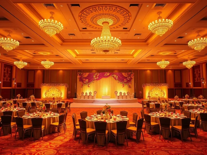 Large convention-ballroom wedding reception at Sheraton Grand Bengaluru Whitefield