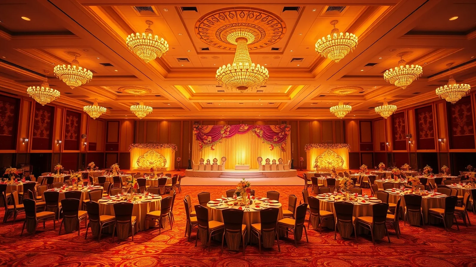 Large convention-ballroom wedding reception at Sheraton Grand Bengaluru Whitefield